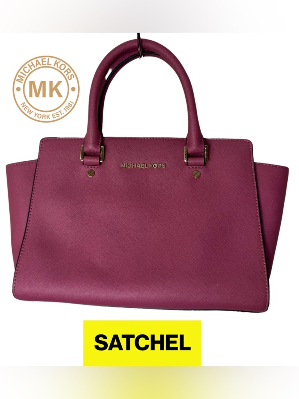 MICHAEL KORS 💖 Mauve Structured Satchel, Double Handles, Leather (8x14 inches)